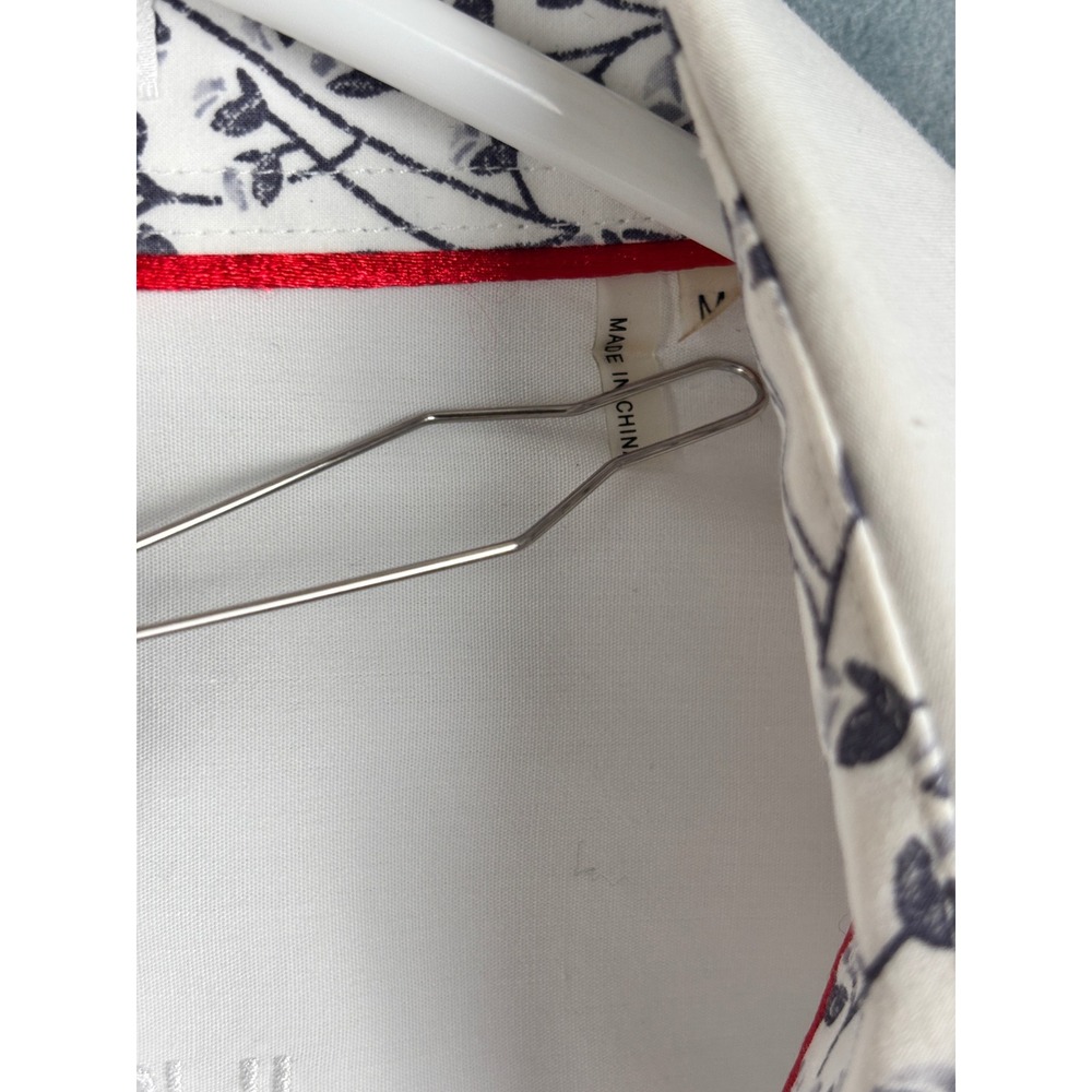 Bugatchi Uomo Mens White Abstract Graphic Button Down Shirt Shaped Fit Size M - Picture 10 of 12